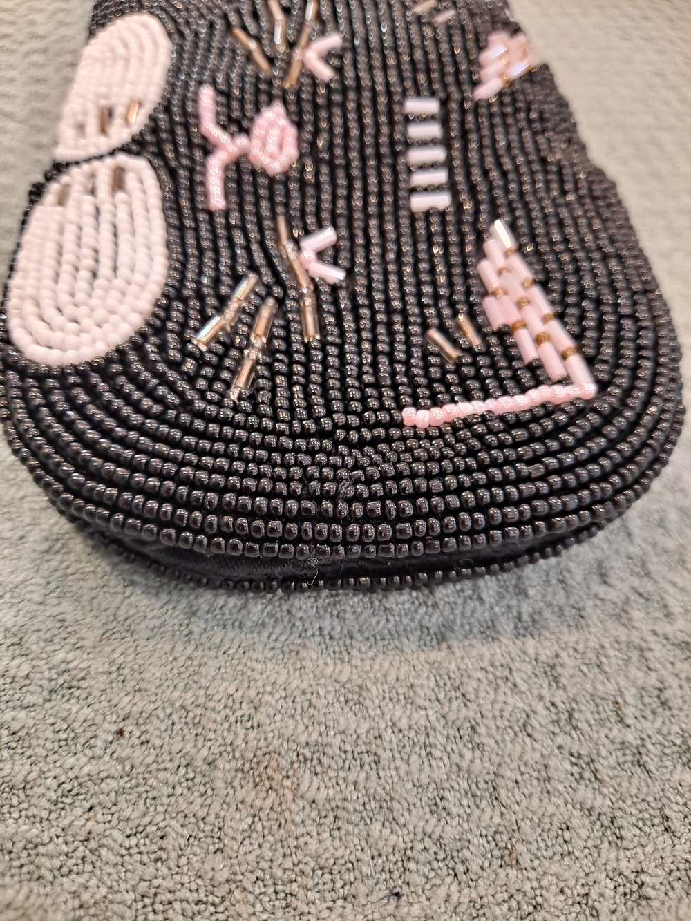 Lillian Vernon Vintage Black & Pink Seed Beaded Mini Glasses Case Sleeping Cat - Picture 10 of 10